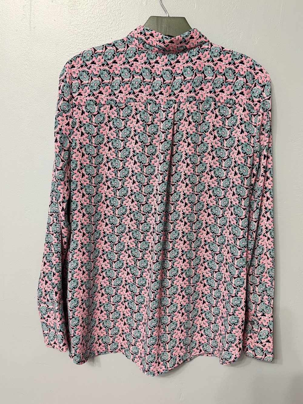 #18)  Banana Republic Pink Teal Navy Floral Print Blouse - Picture 4 of 7
